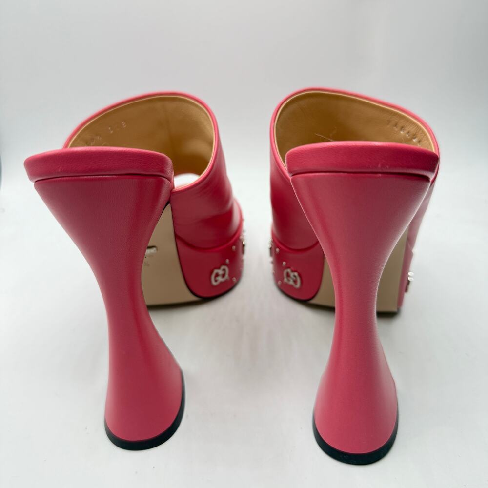 Gucci GG Stud Platform Malaga Kid Rhodamine Pink Size 39.5 US 9.5 - Picture 8 of 14